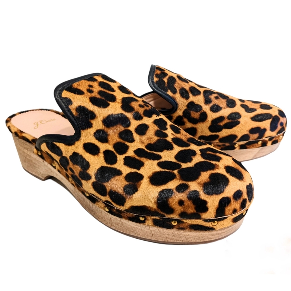 J. Crew Clogs in Leopard Calf Skin